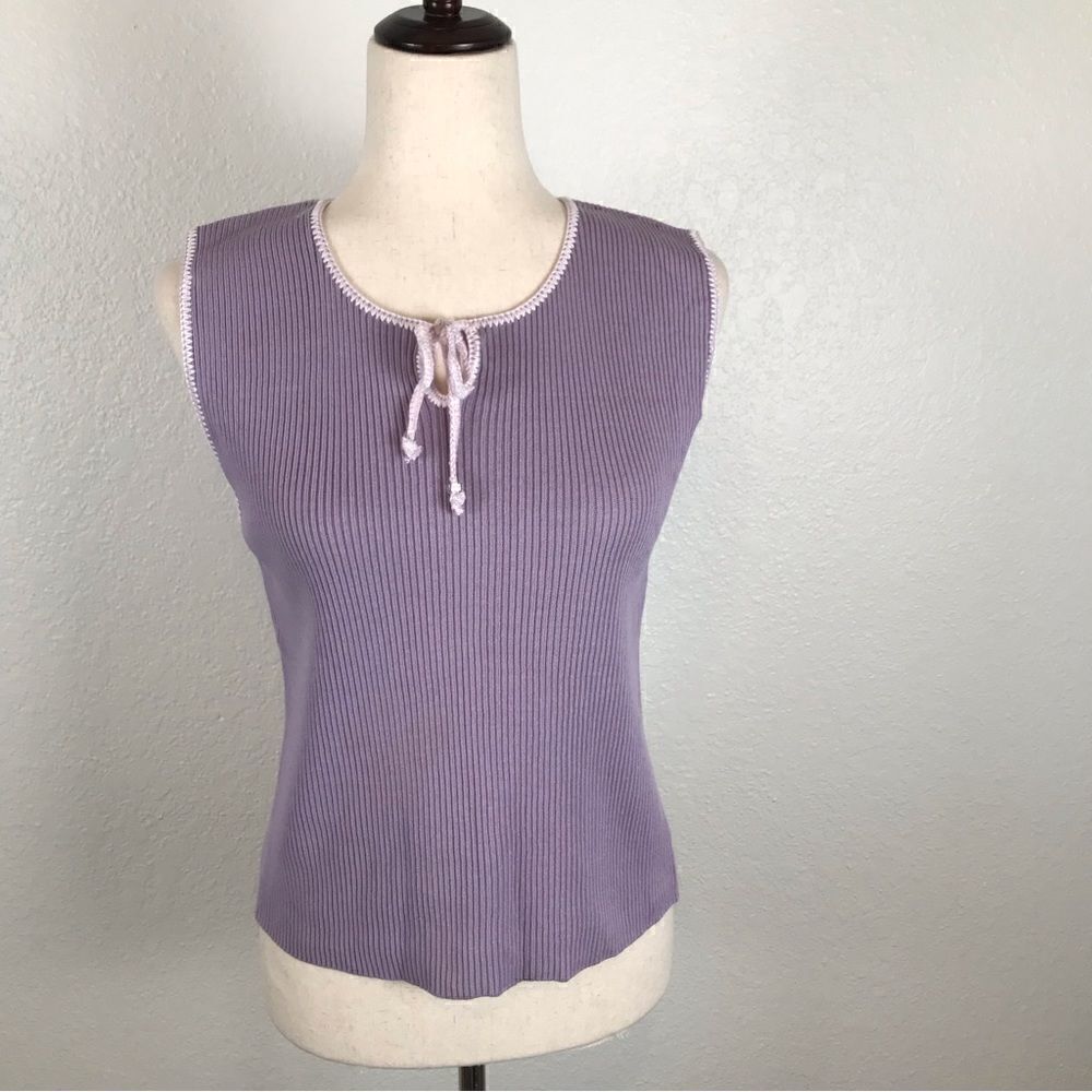 Vintage Deadstock Y2K Absolutely ribbed knit sleeveless sweater tank top L‎
